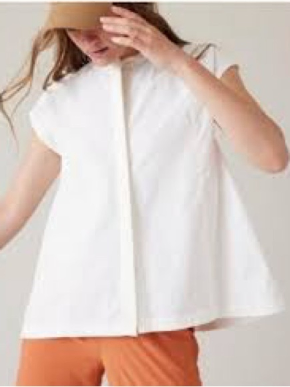 Athleta White Button-Down Shirt Crisp Collar Lightweight Oversized XL